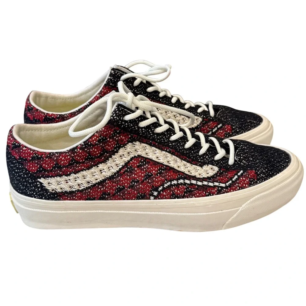 Vans Old Skool Tapered Eco Theory Knit Burgundy Black White Mens 7.5 Womens 9